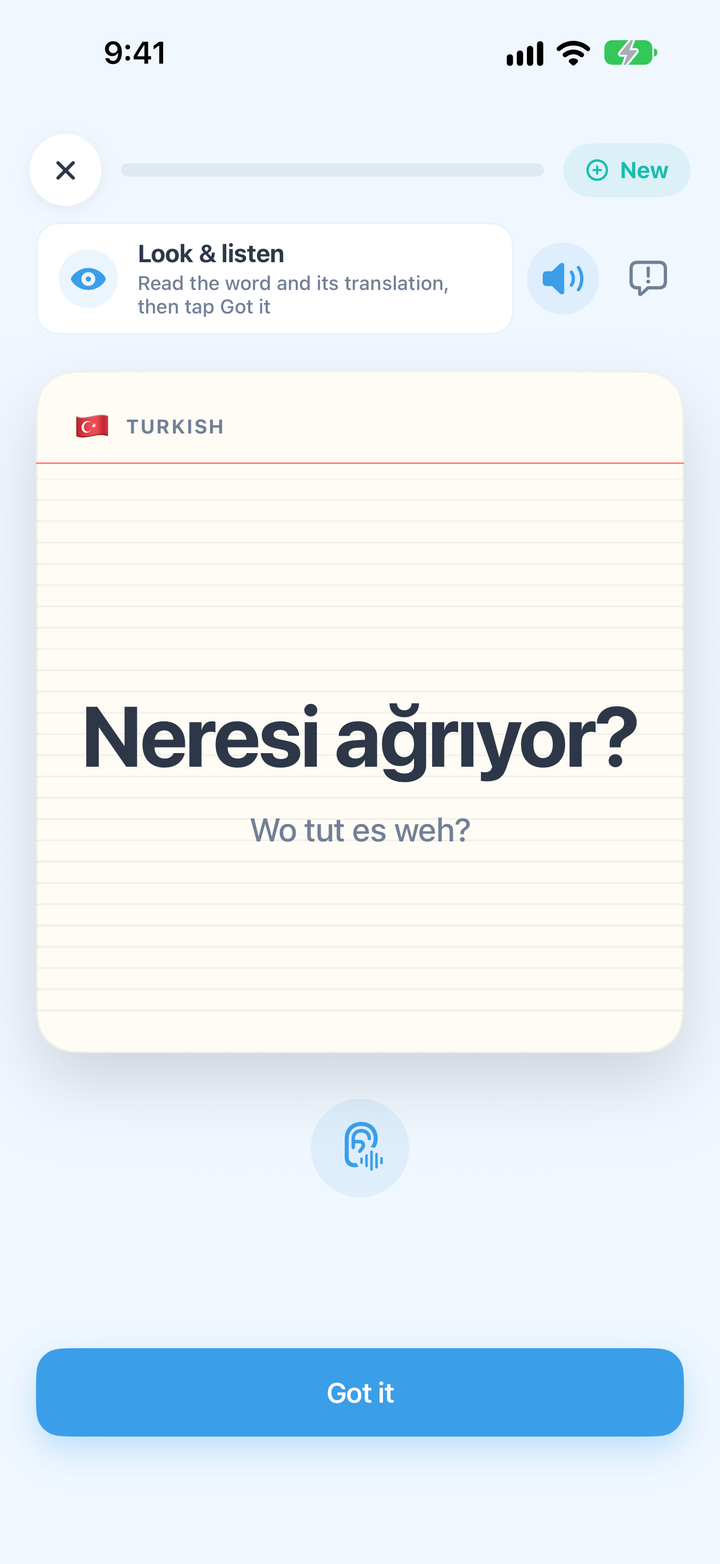 Eine CrewLingo-Karte auf Türkisch: Wo tut es weh?