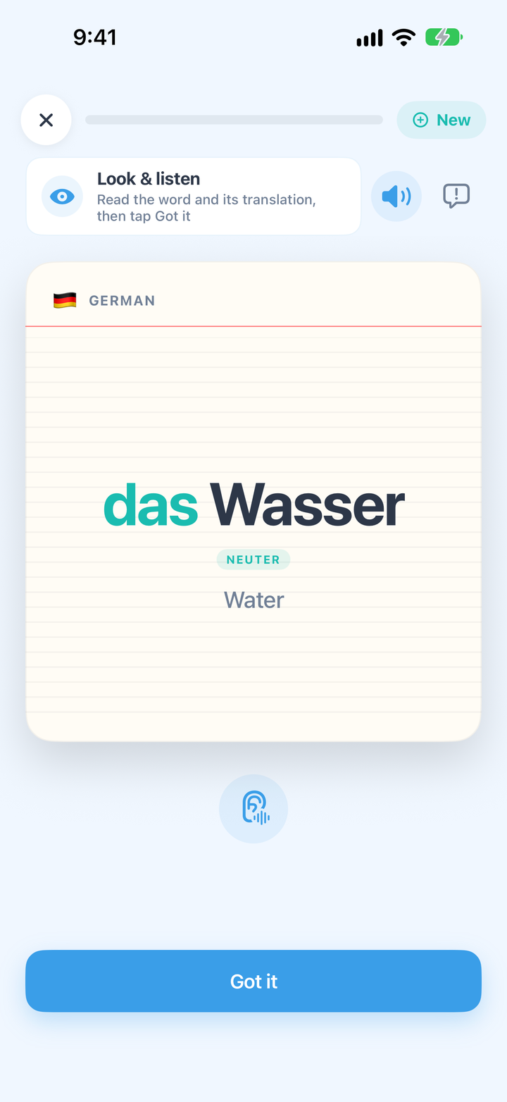 Learn das Wasser, not Wasser