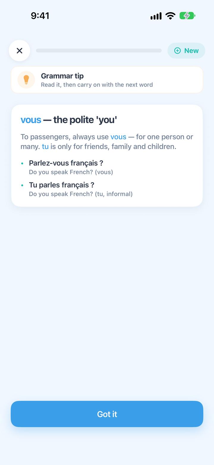 A French grammar tip in CrewLingo