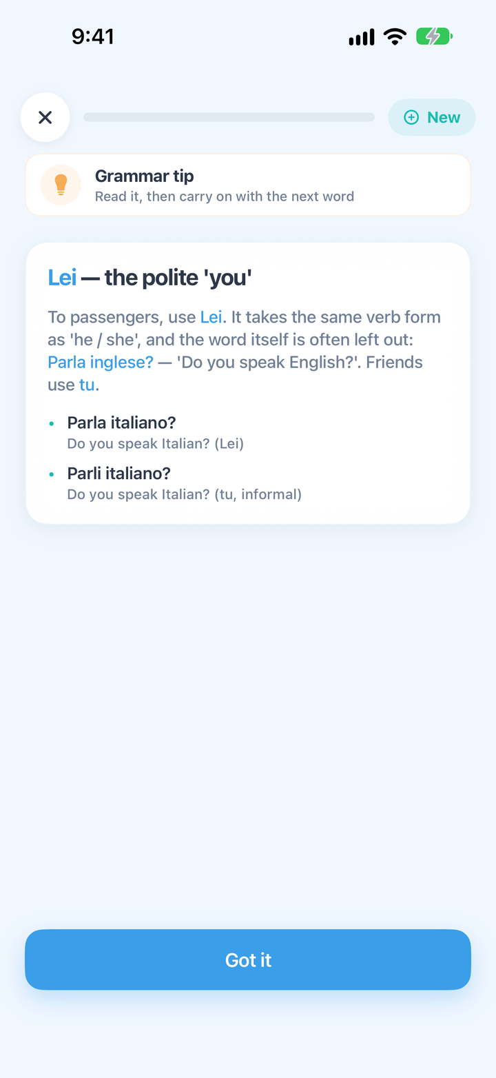 A Italian grammar tip in CrewLingo