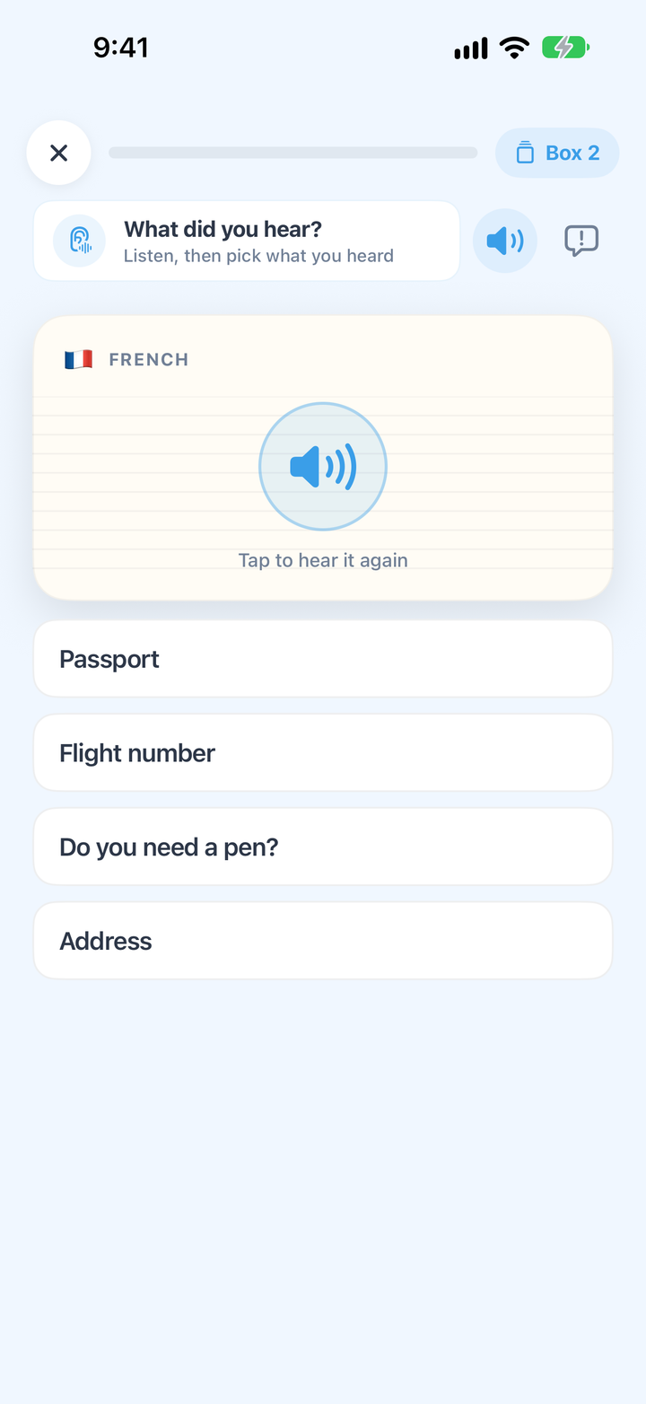 Hear it: only a speaker button and four options