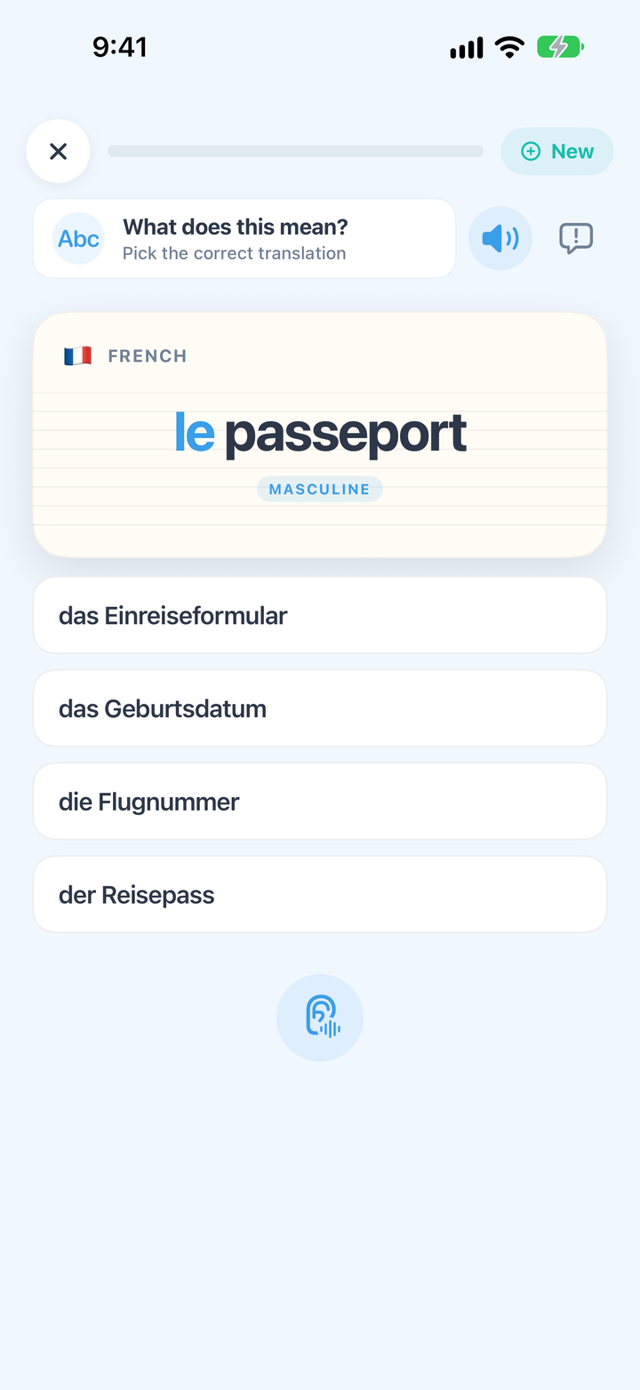 Lesen: le passeport mit vier Antworten